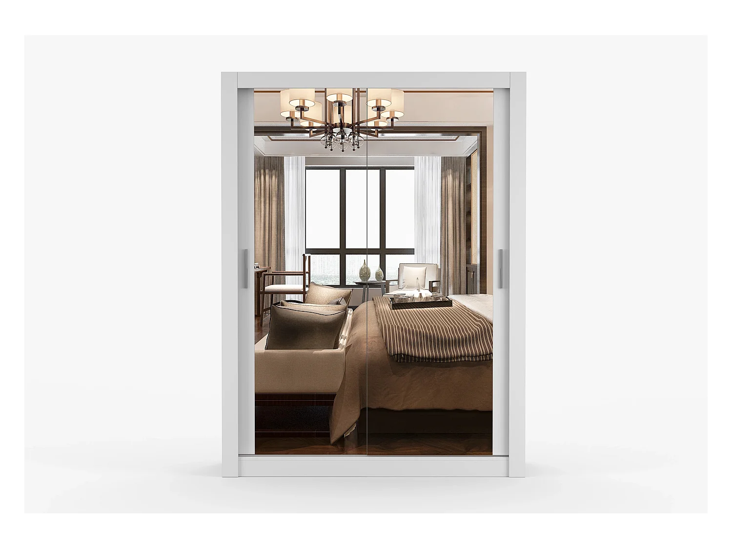 Armoire Maelian 150 cm avec miroir - Blanc