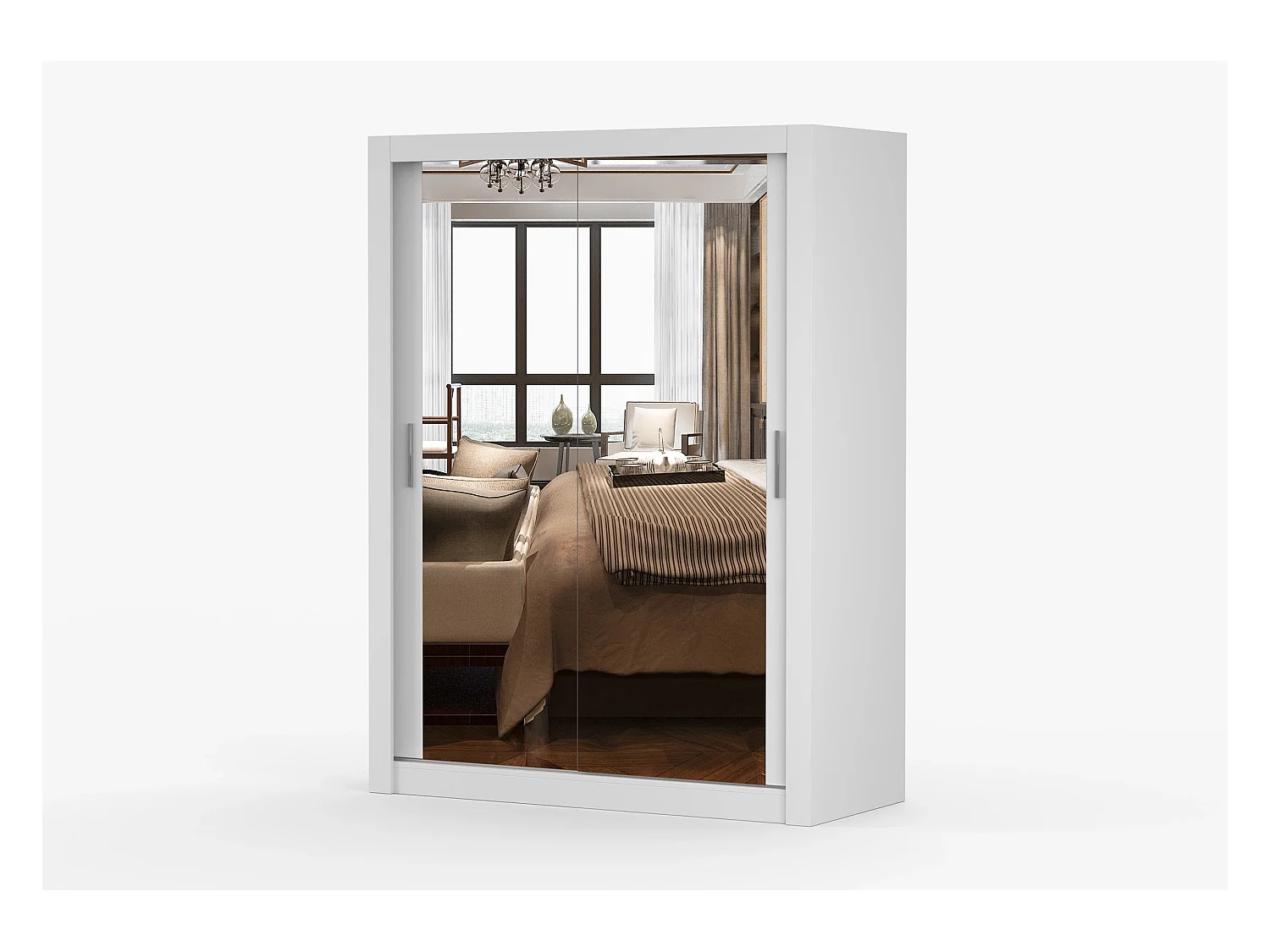 Armoire Maelian 150 cm avec miroir - Blanc