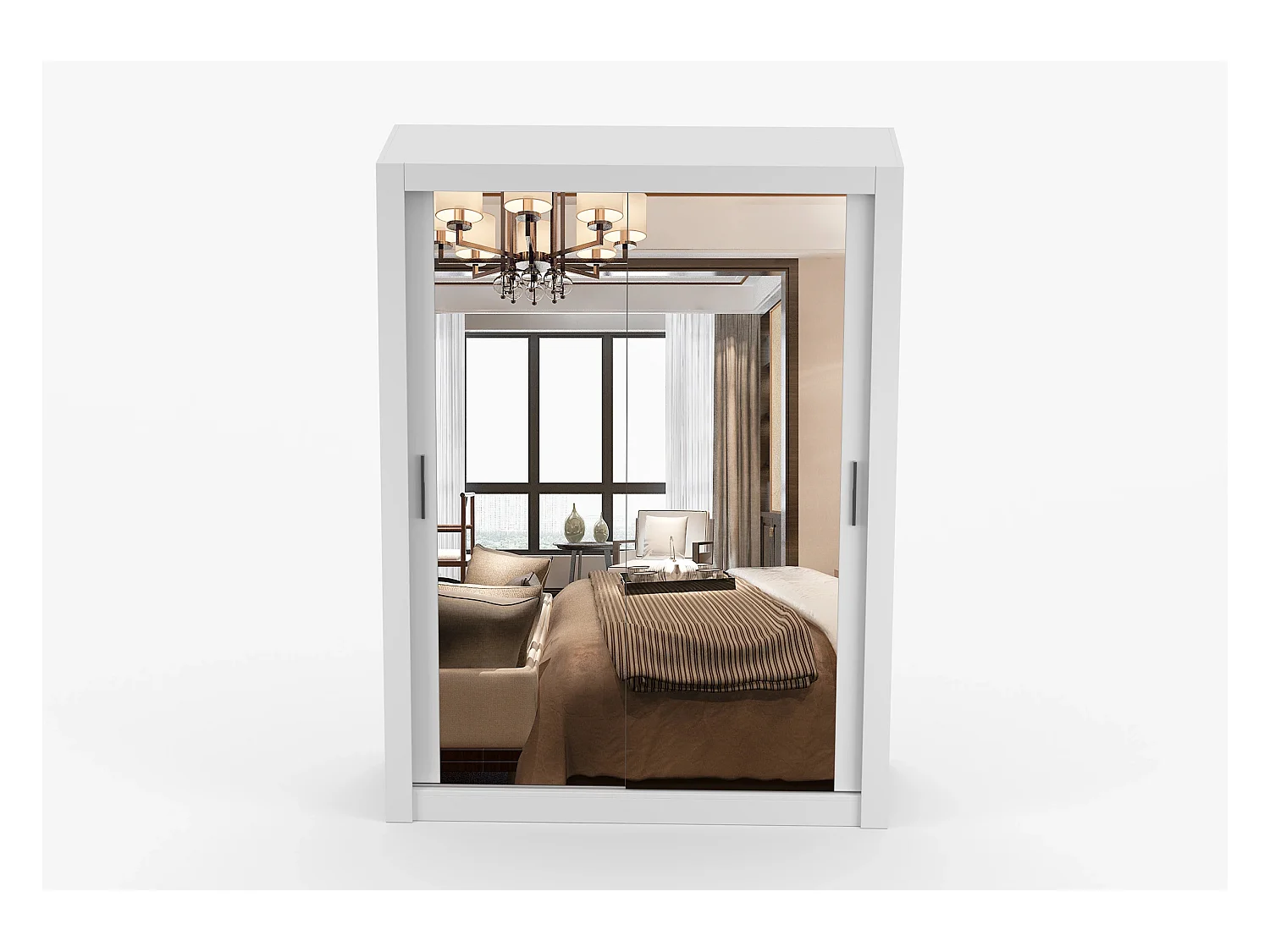 Armoire Maelian 150 cm avec miroir - Blanc