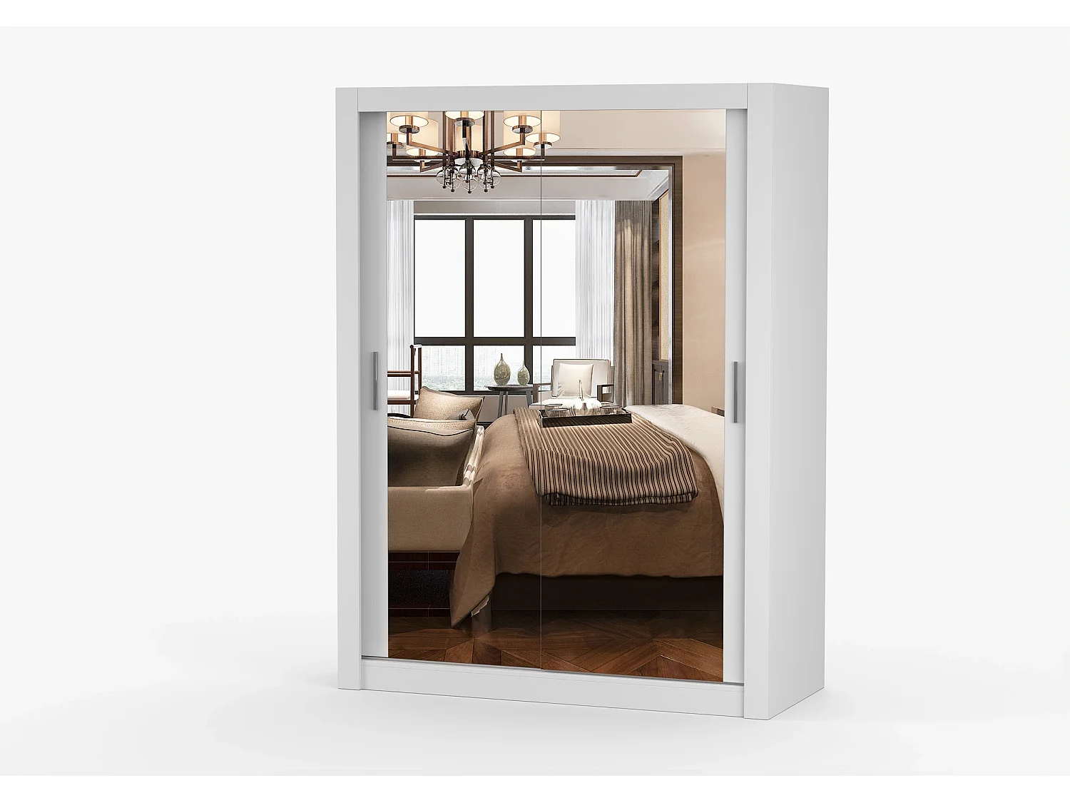Armoire Maelian 150 cm avec miroir - Blanc