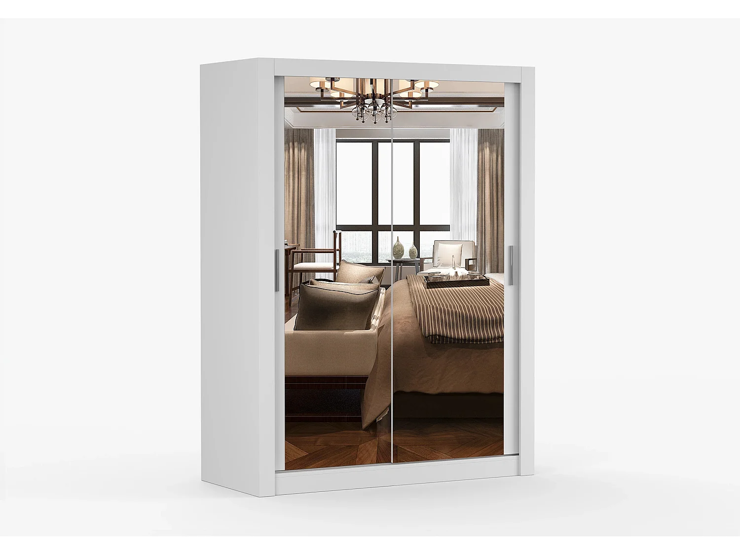 Armoire Maelian 150 cm avec miroir - Blanc