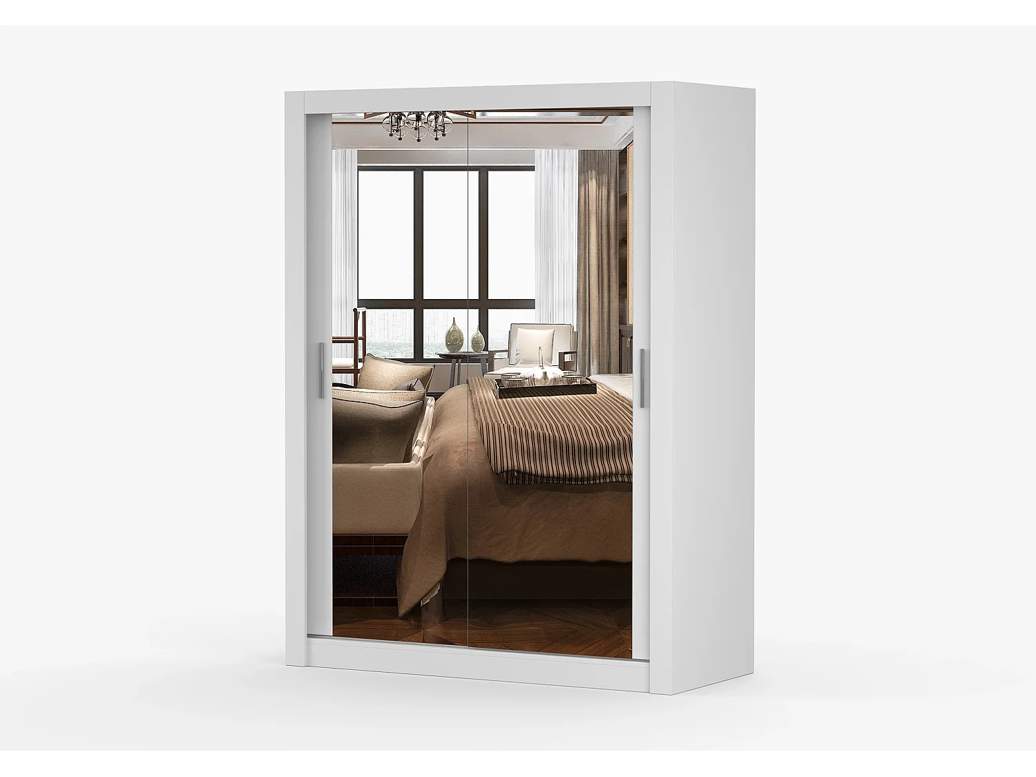 Armoire Maelian 150 cm avec miroir - Blanc