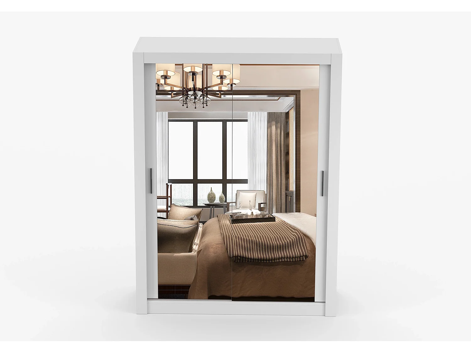 Armoire Maelian 150 cm avec miroir - Blanc