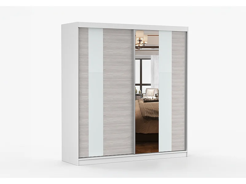 Armoire Évania 203 cm avec miroir - Blanc - Kathult