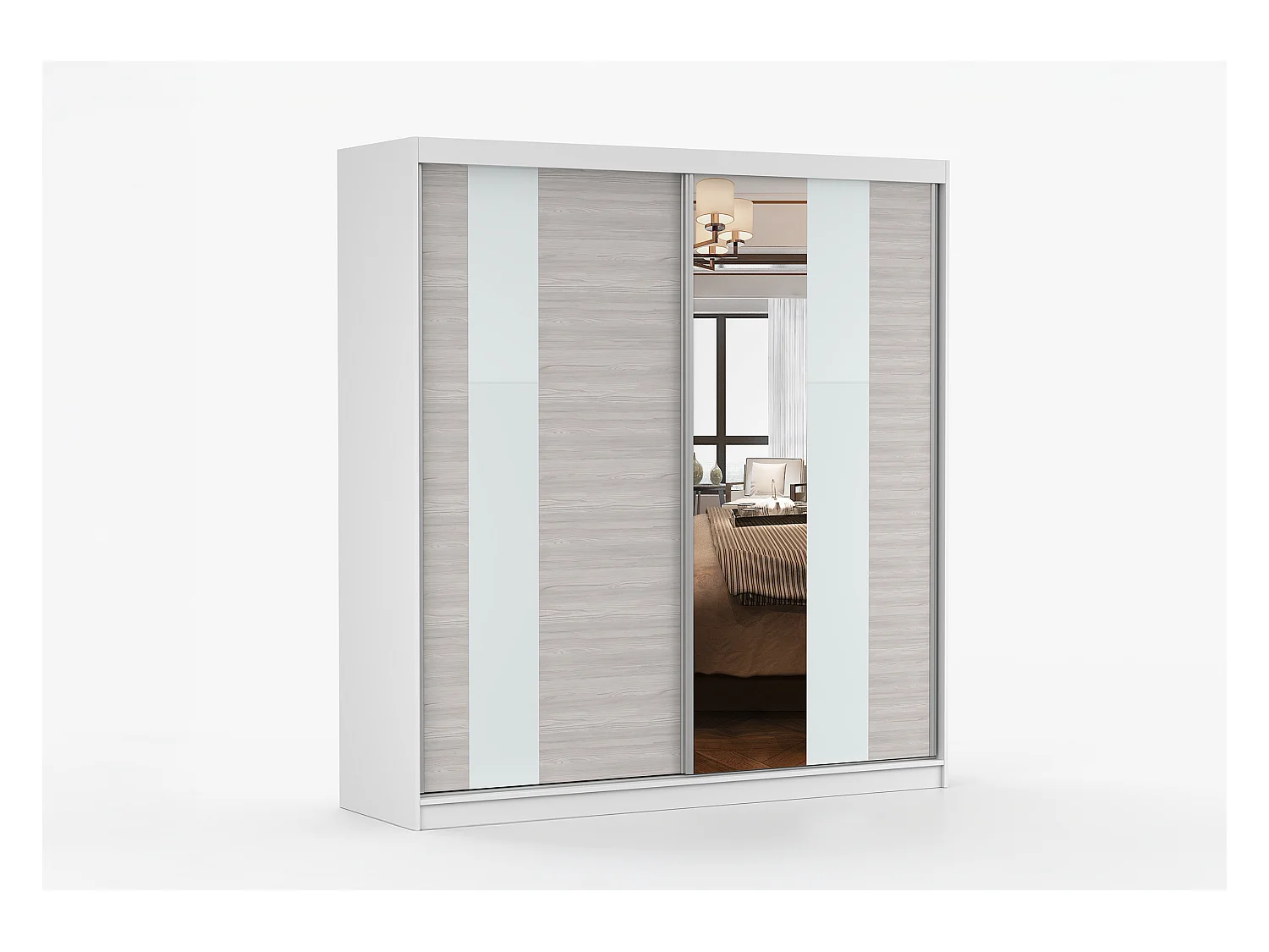 Armoire Évania 203 cm avec miroir - Blanc - Kathult