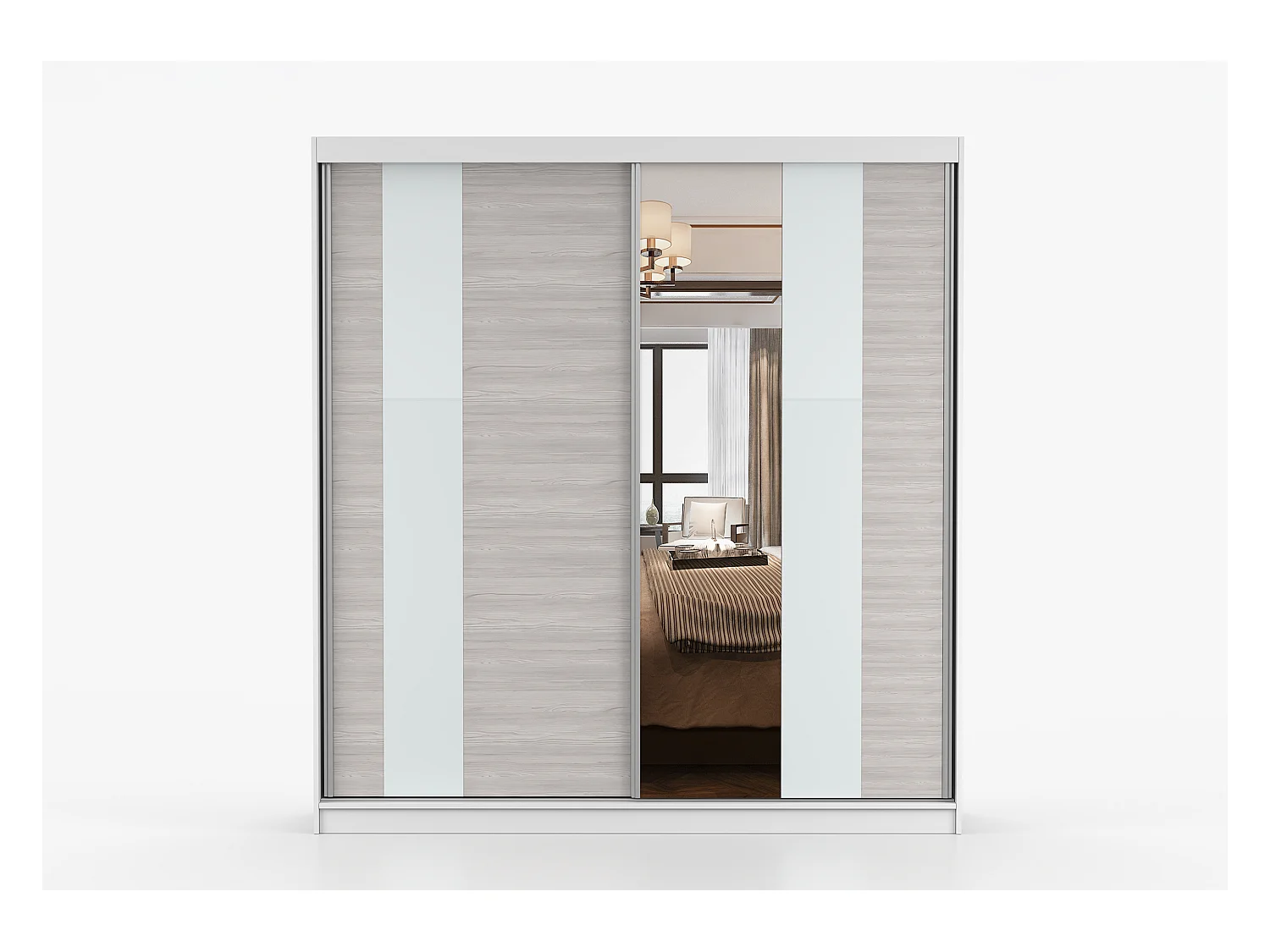 Armoire Évania 203 cm avec miroir - Blanc - Kathult