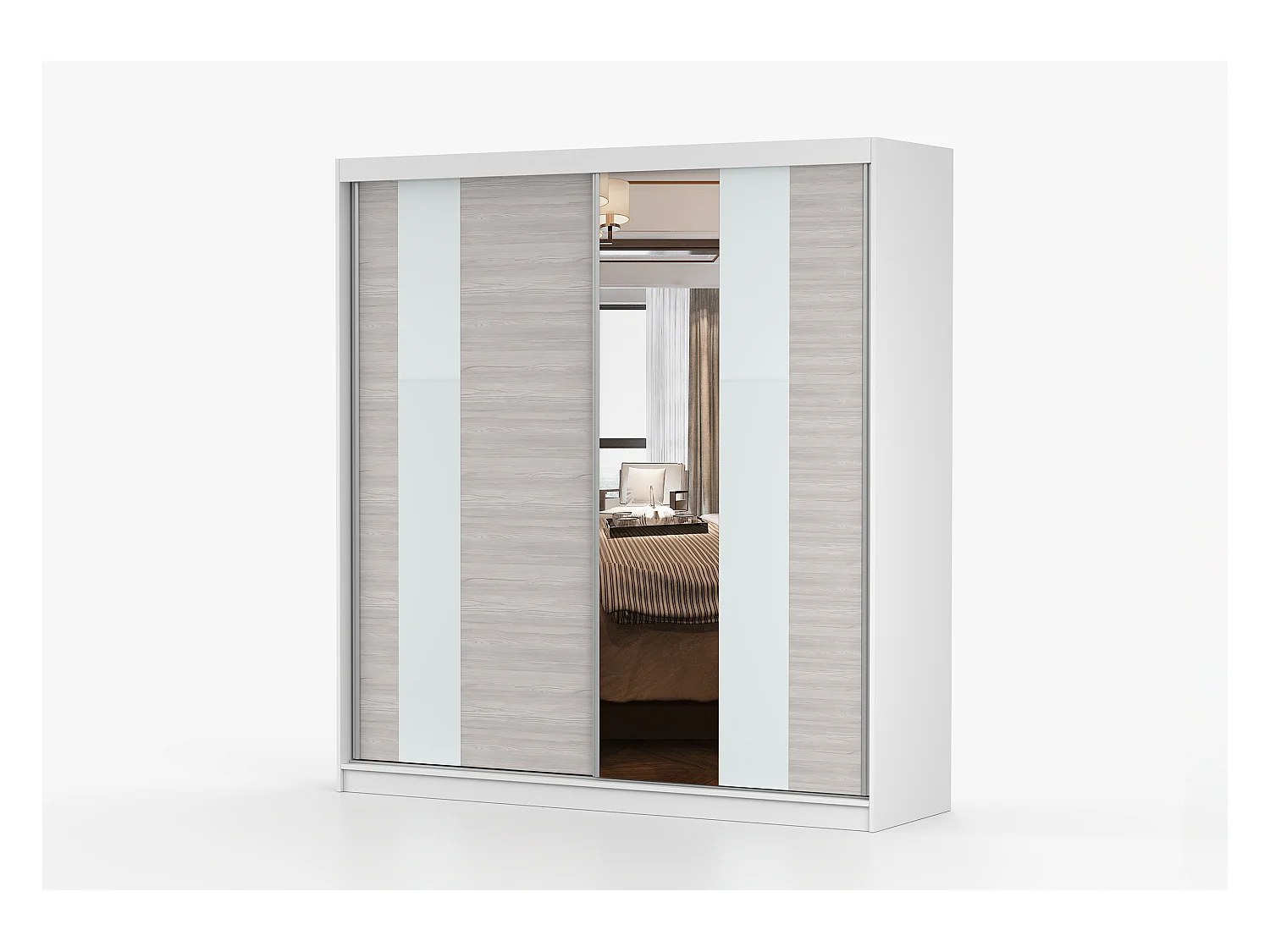 Armoire Évania 203 cm avec miroir - Blanc - Kathult