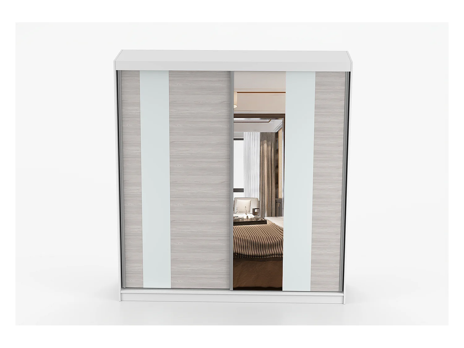 Armoire Évania 203 cm avec miroir - Blanc - Kathult