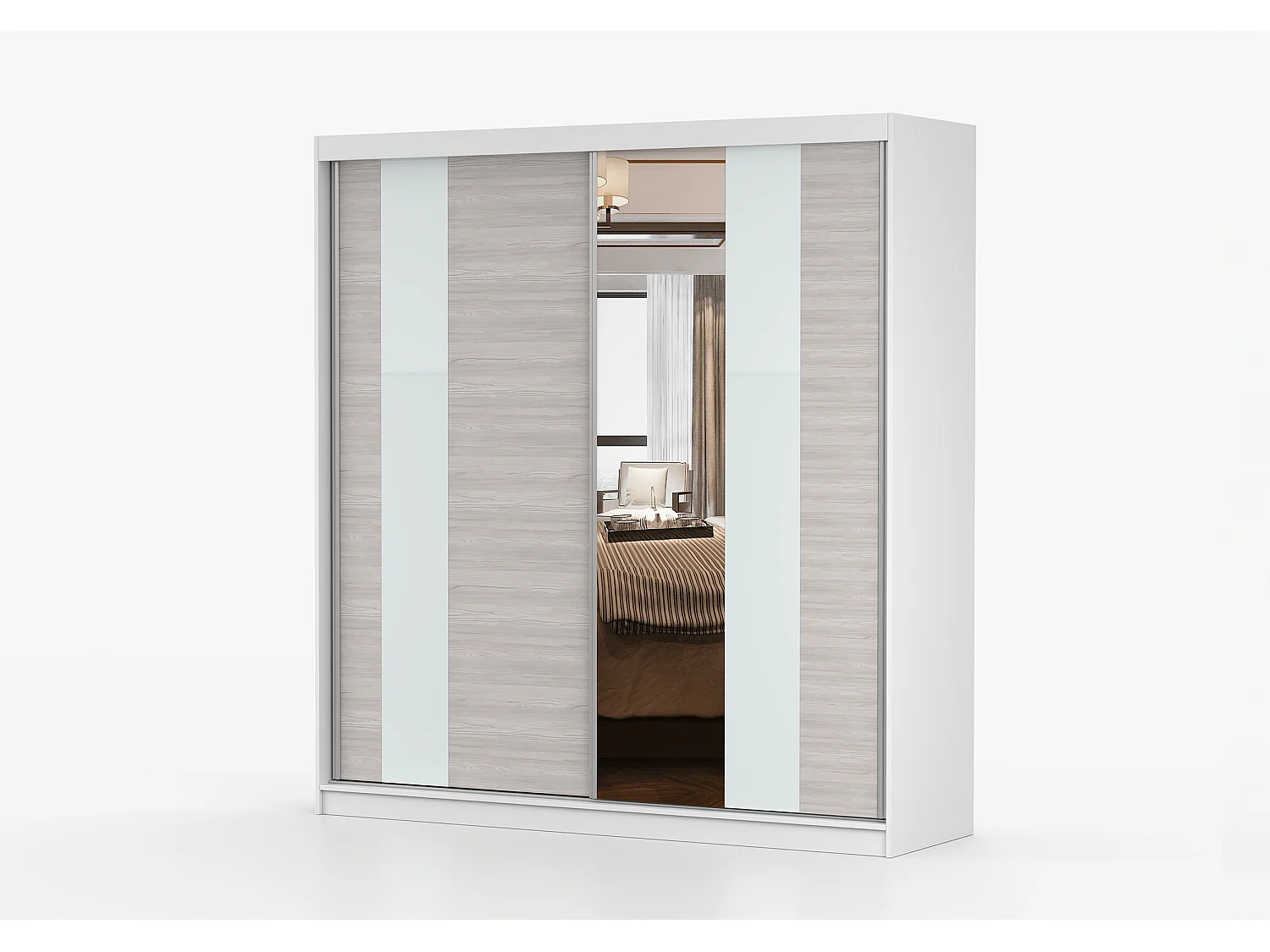 Armoire Évania 203 cm avec miroir - Blanc - Kathult