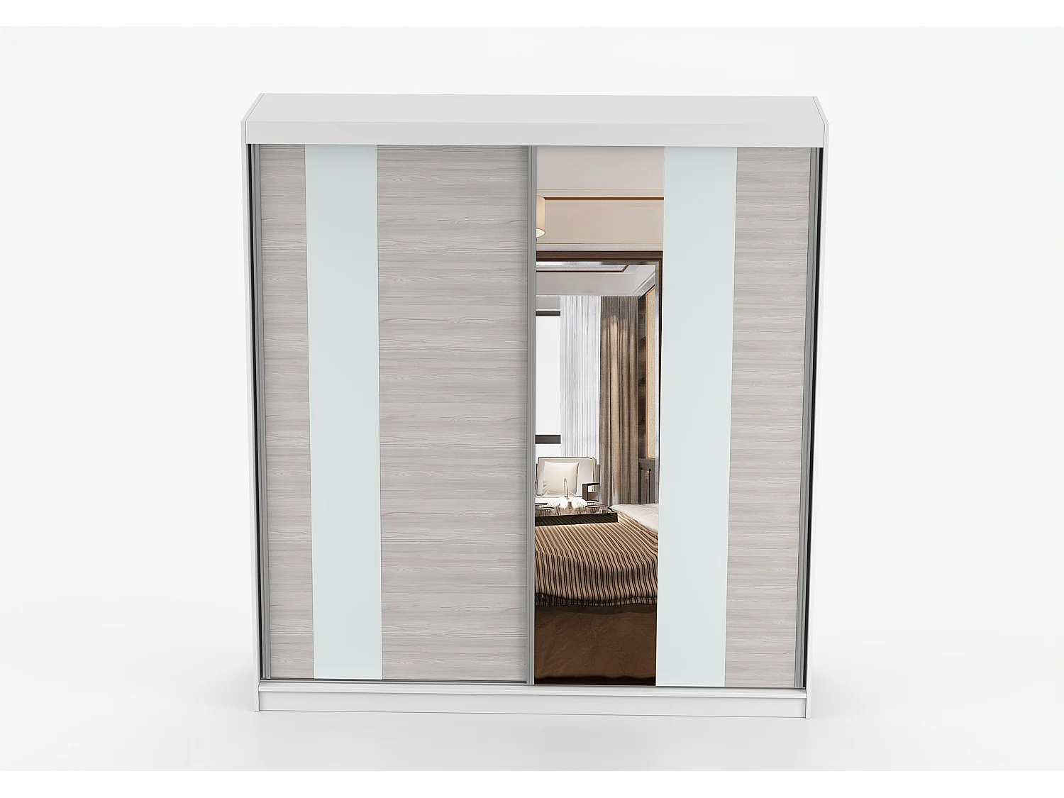 Armoire Évania 203 cm avec miroir - Blanc - Kathult