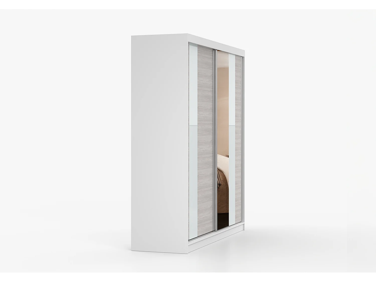 Armoire Évania 203 cm avec miroir - Blanc - Kathult