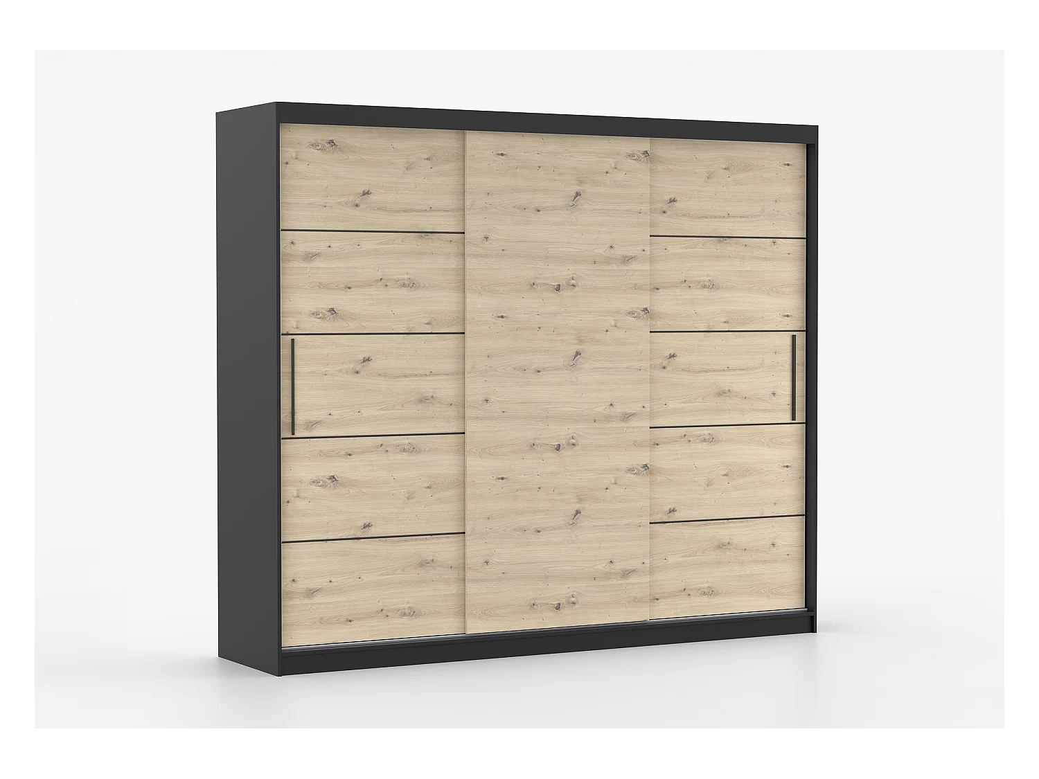 Armoire Eolia 250 cm - Noir - Effet bois