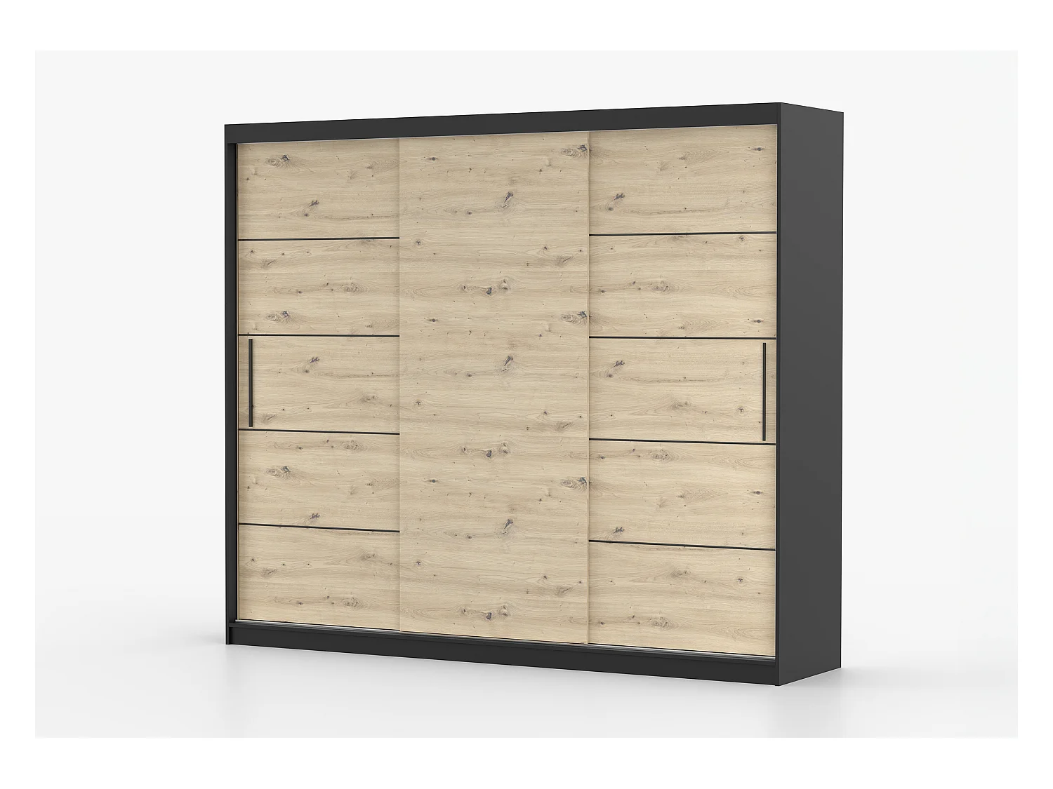 Armoire Eolia 250 cm - Noir - Effet bois