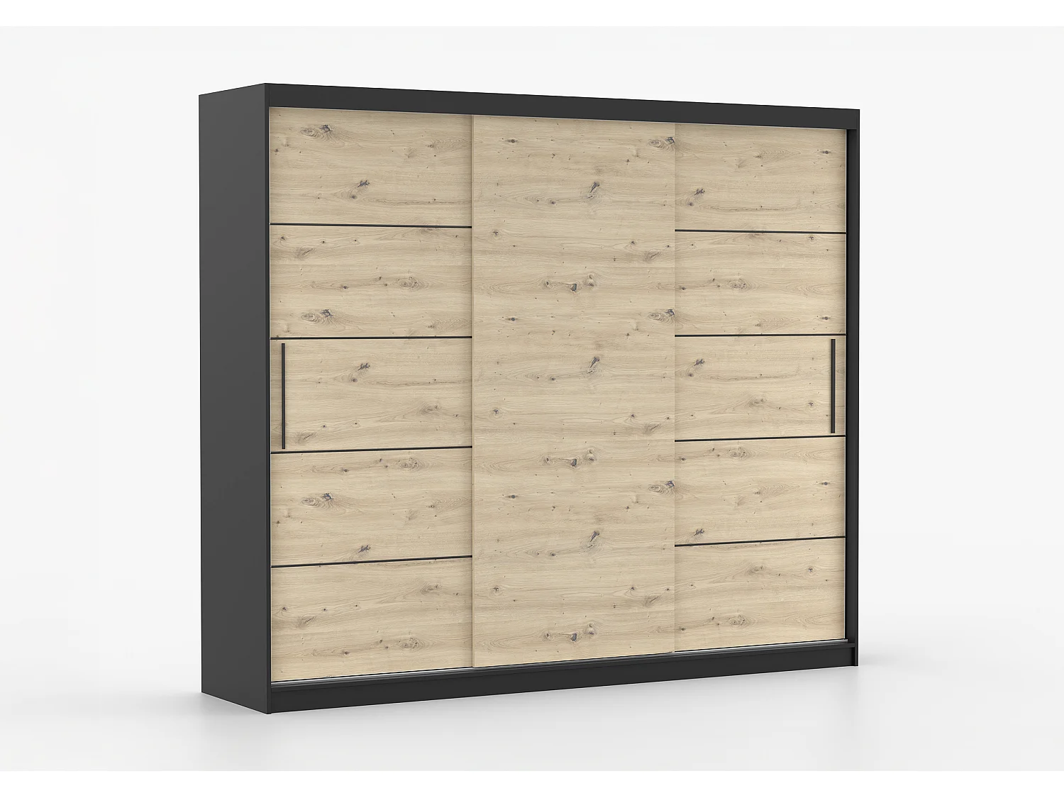 Armoire Eolia 250 cm - Noir - Effet bois