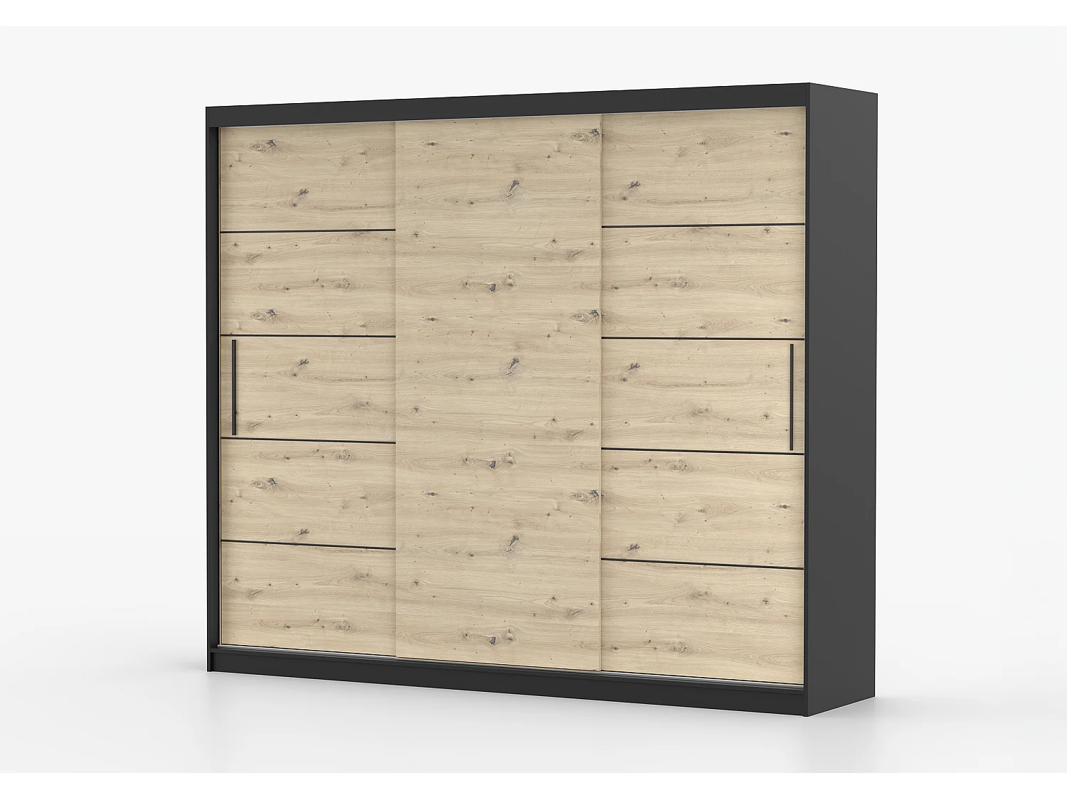 Armoire Eolia 250 cm - Noir - Effet bois