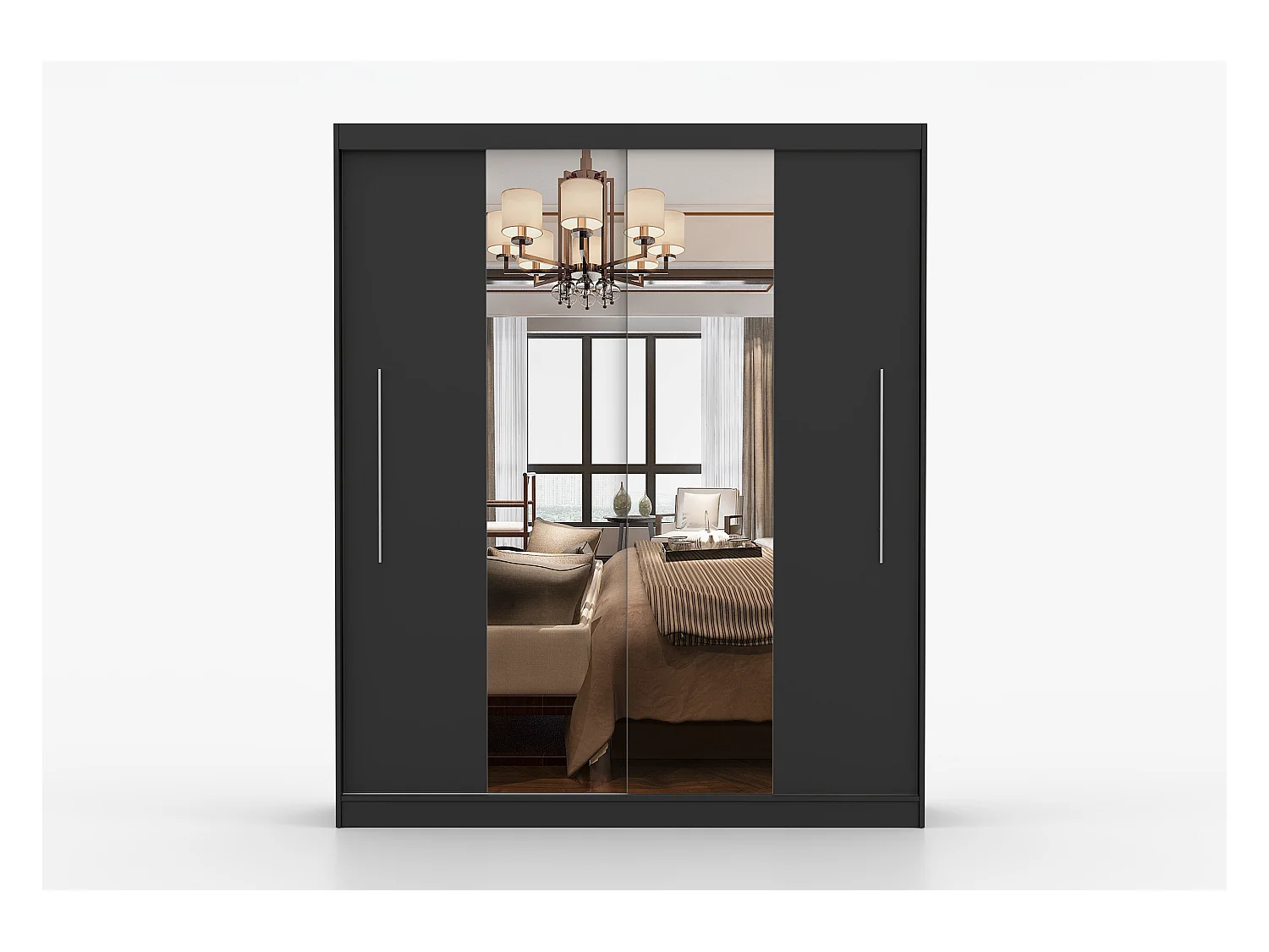 Armoire Eireen I 203 cm avec miroir - Noir