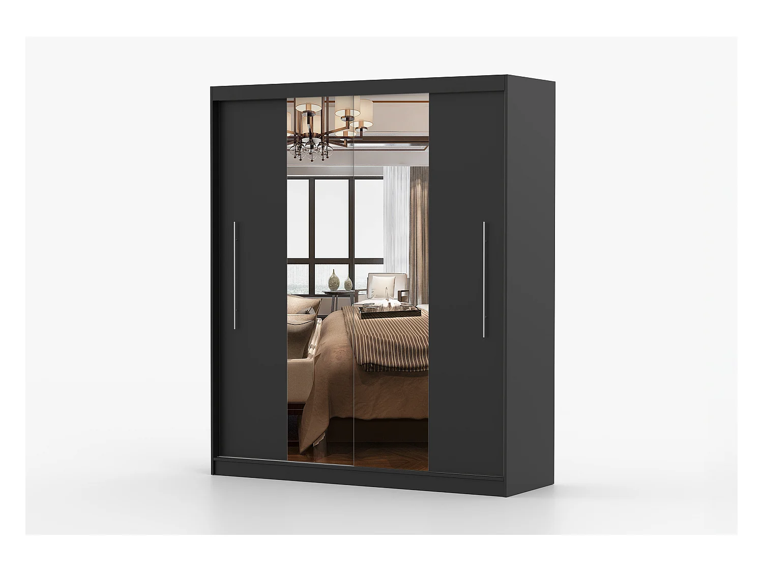 Armoire Eireen I 203 cm avec miroir - Noir