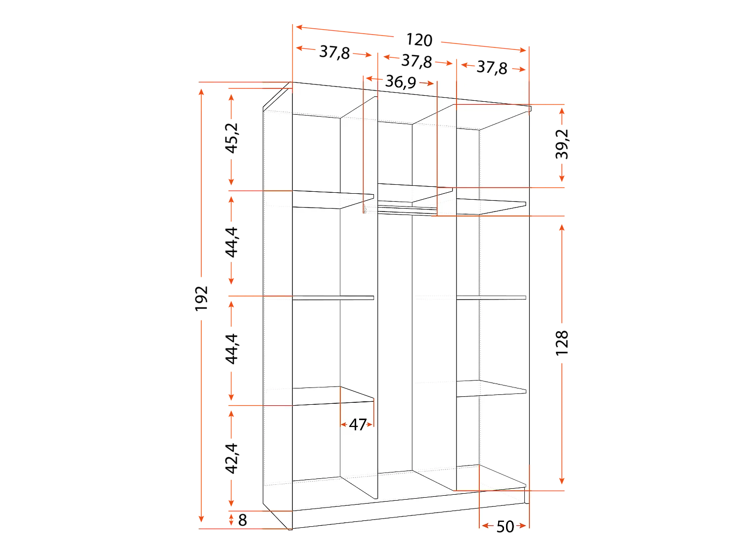 Armoire Illyria II 120 cm - Chêne - Blanc