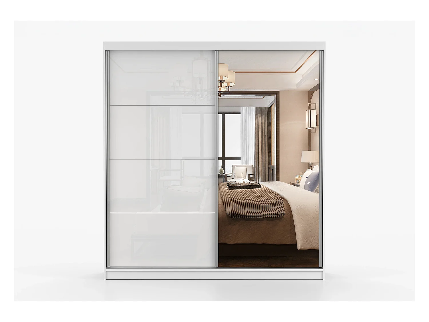 Armoire Daphnéa 233 cm avec miroir - Blanc