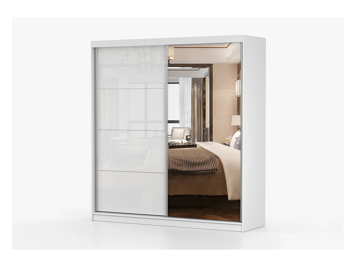 Armoire Daphnéa 233 cm avec miroir - Blanc