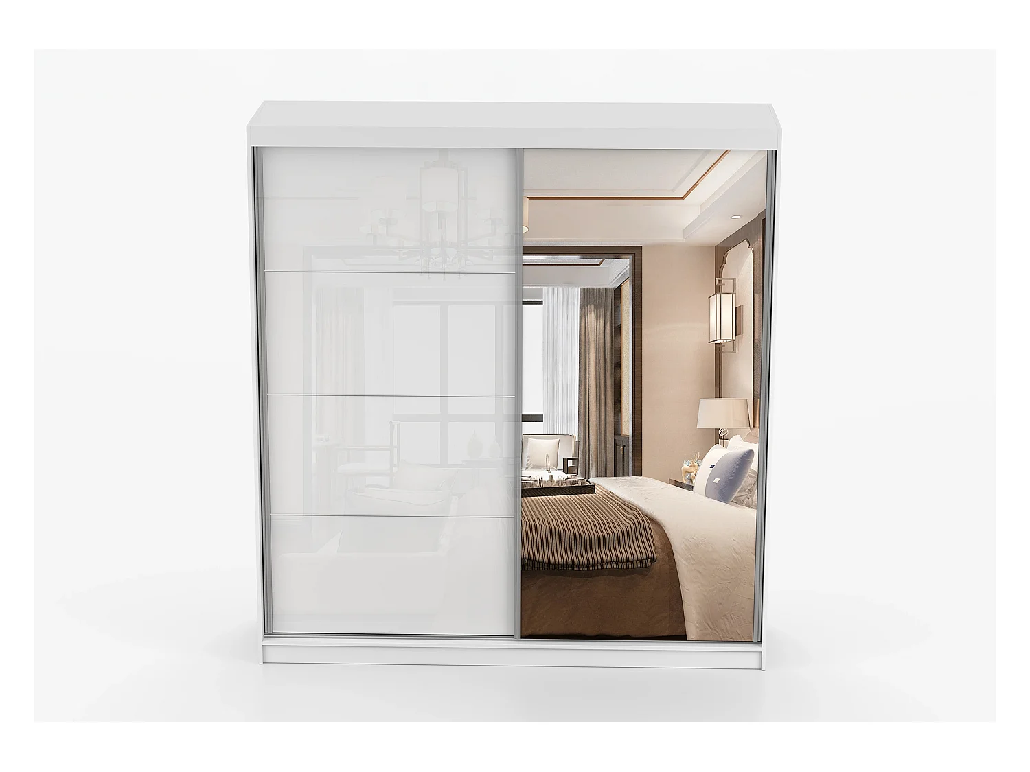 Armoire Daphnéa 233 cm avec miroir - Blanc