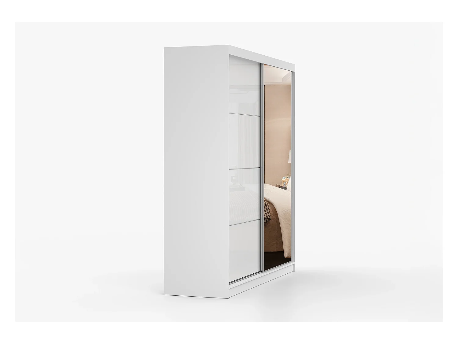 Armoire Daphnéa 233 cm avec miroir - Blanc
