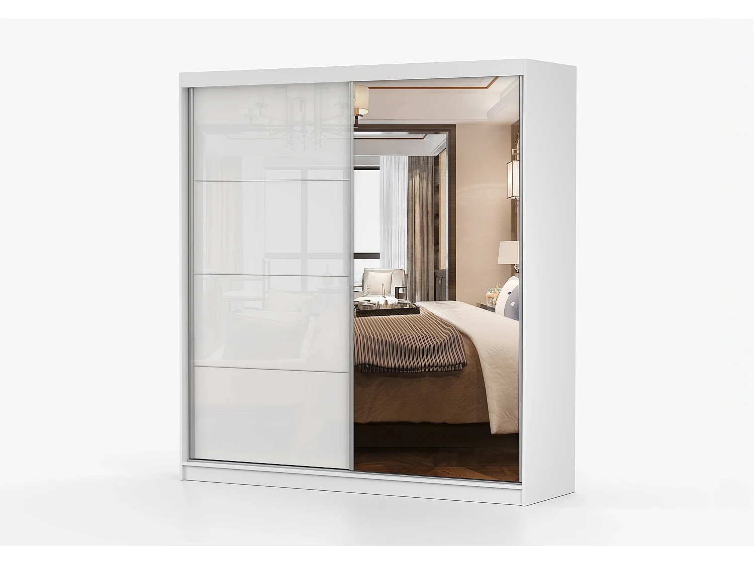 Armoire Daphnéa 233 cm avec miroir - Blanc