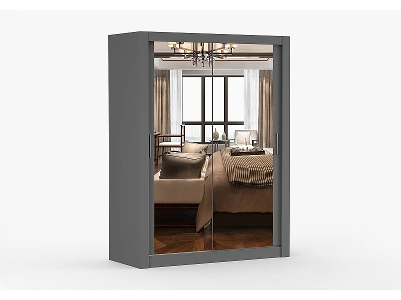 Armoire Maelian 150 cm avec miroir - Gris