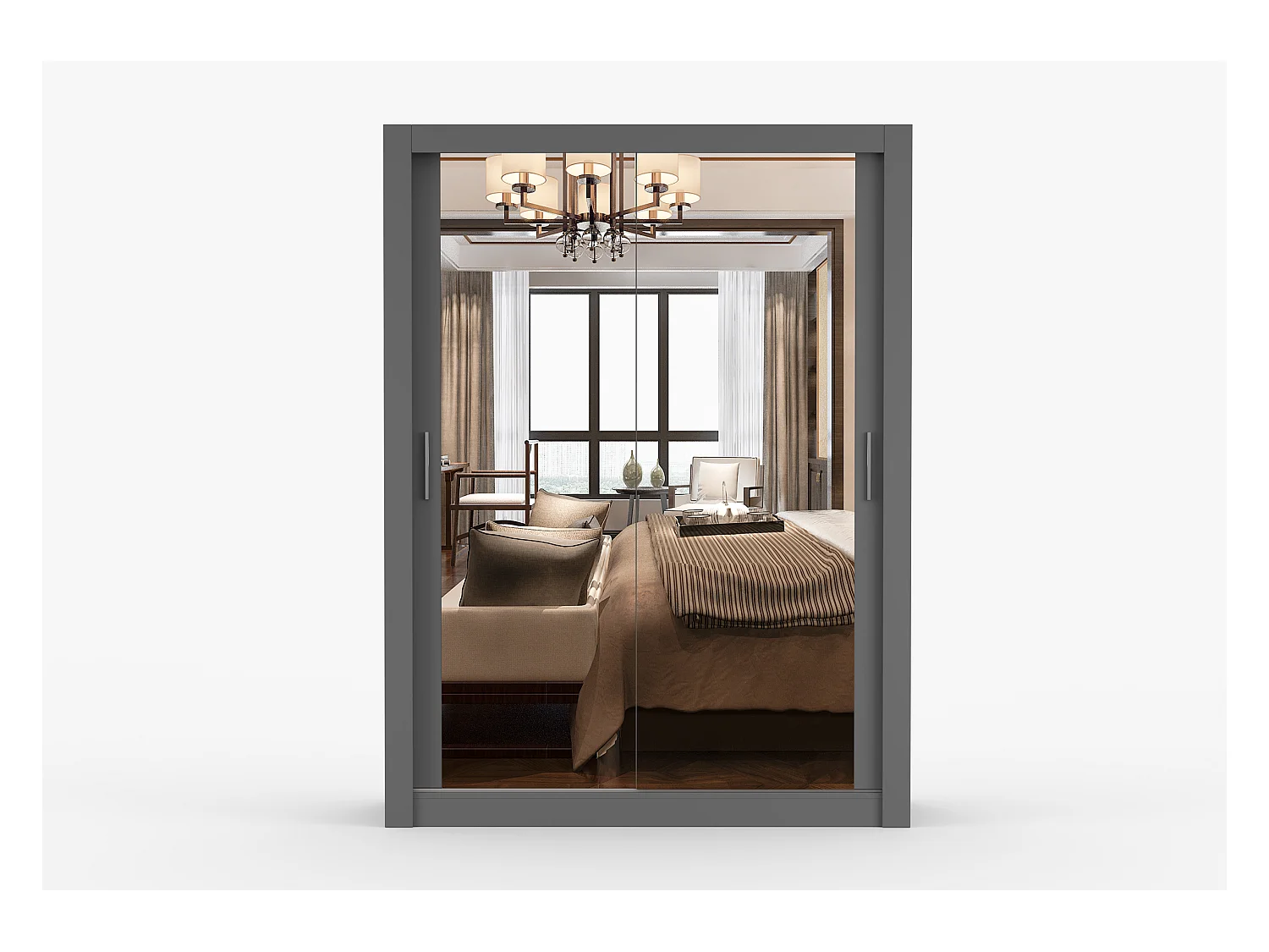 Armoire Maelian 150 cm avec miroir - Gris