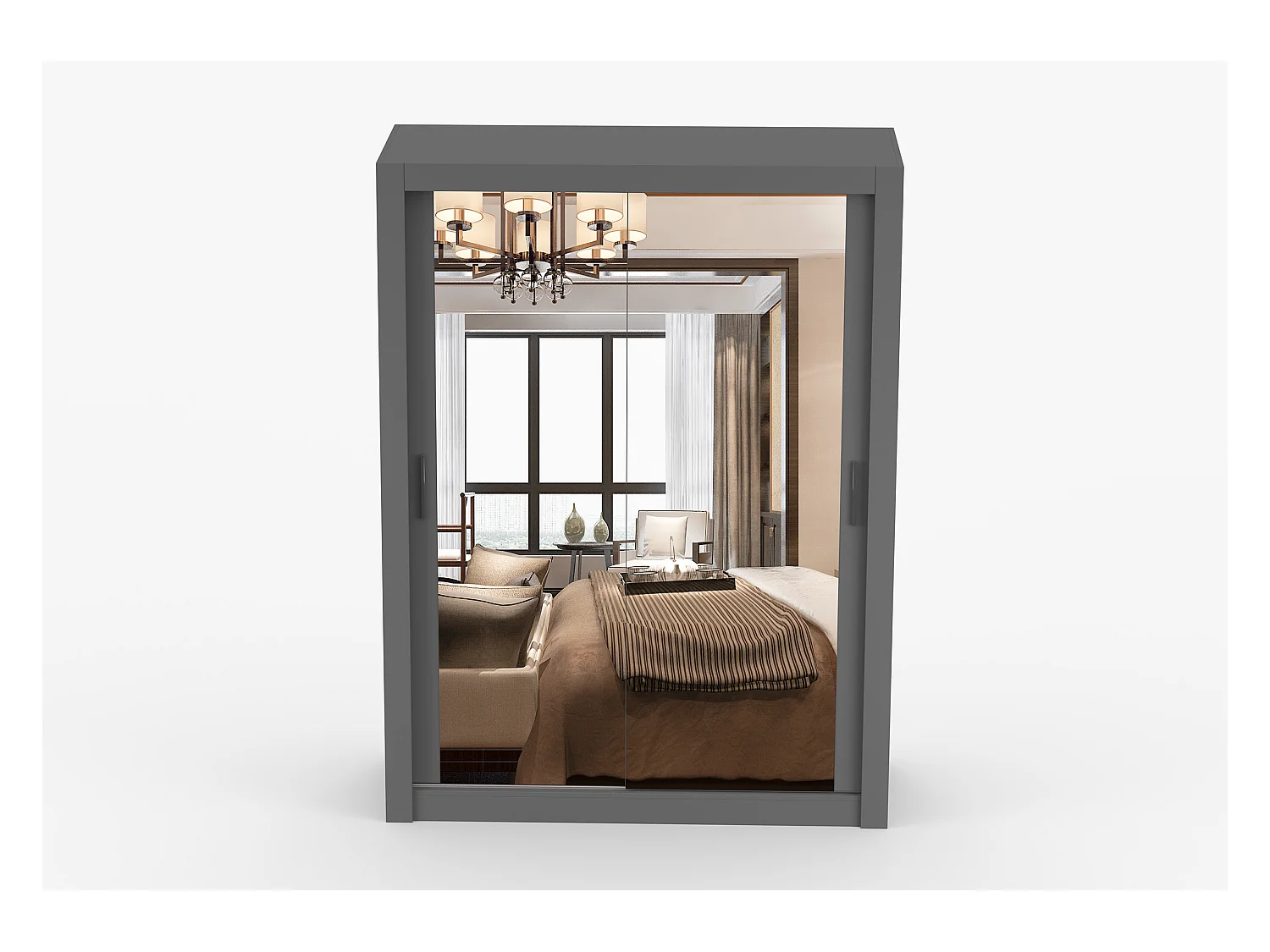 Armoire Maelian 150 cm avec miroir - Gris