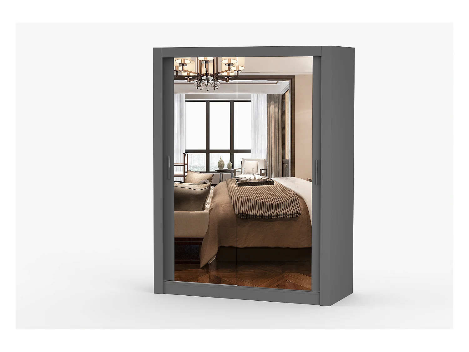 Armoire Maelian 150 cm avec miroir - Gris
