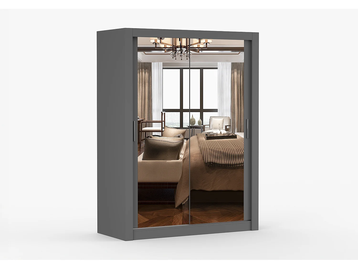 Armoire Maelian 150 cm avec miroir - Gris