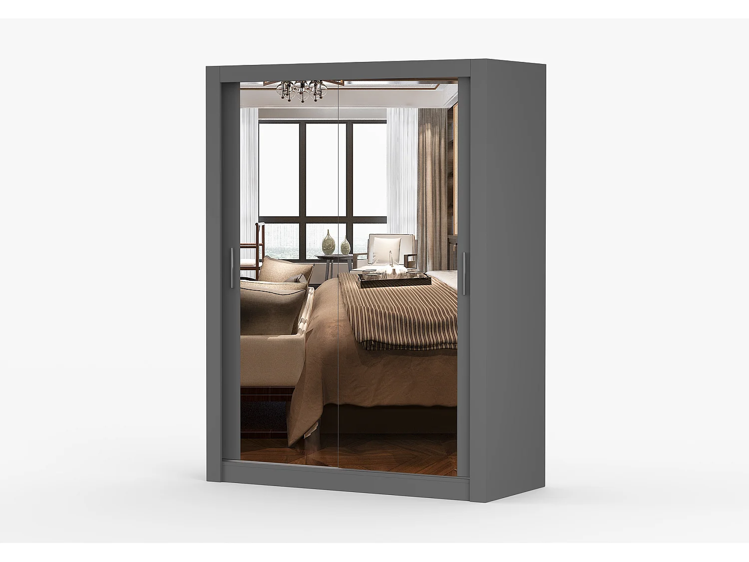 Armoire Maelian 150 cm avec miroir - Gris