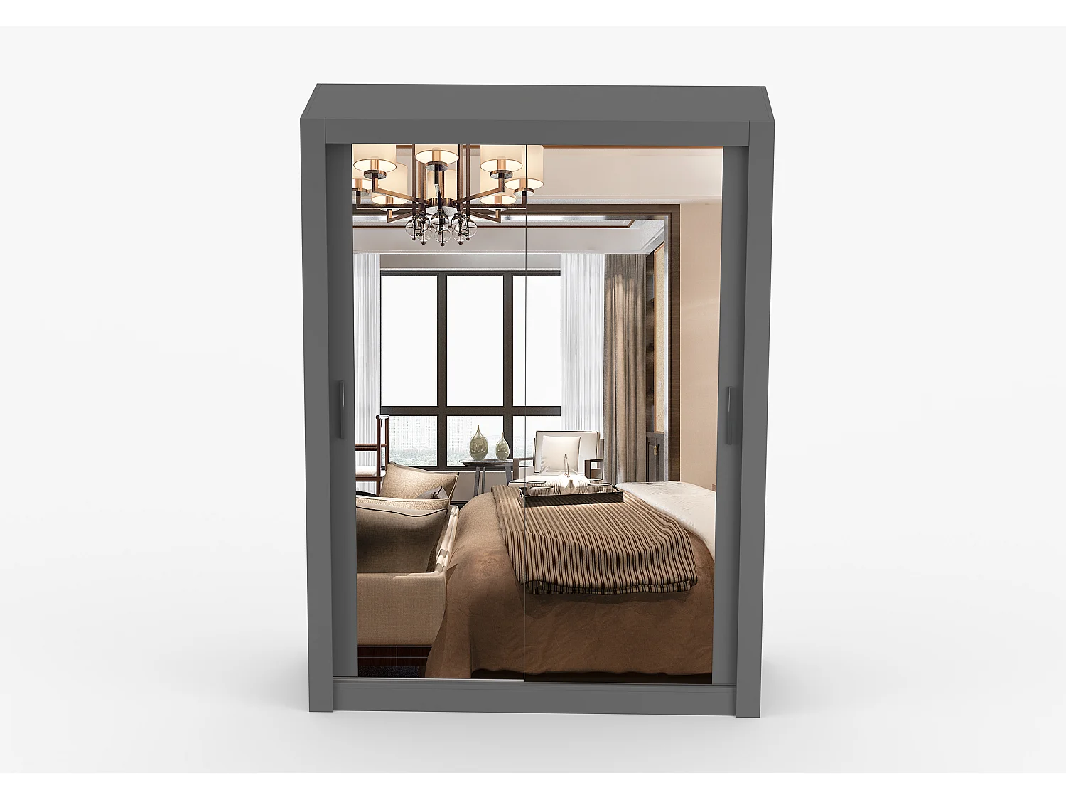 Armoire Maelian 150 cm avec miroir - Gris