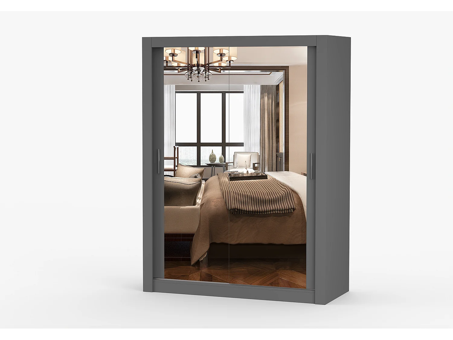 Armoire Maelian 150 cm avec miroir - Gris