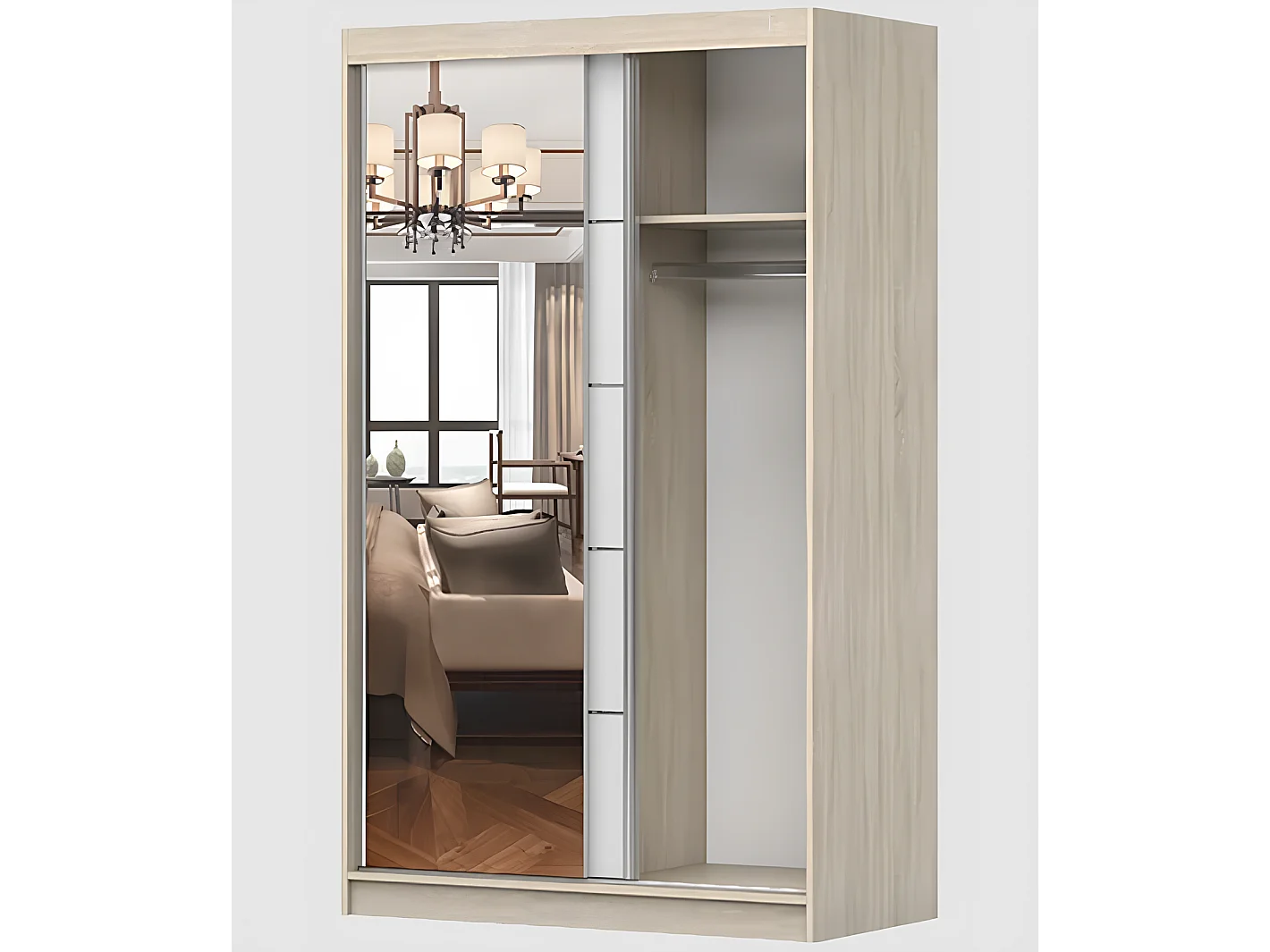 Armoire Syra 120 cm avec miroir - Noir - Chêne