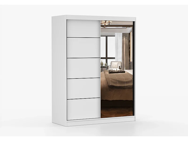 Armoire Enola 150 cm avec miroir - Blanc