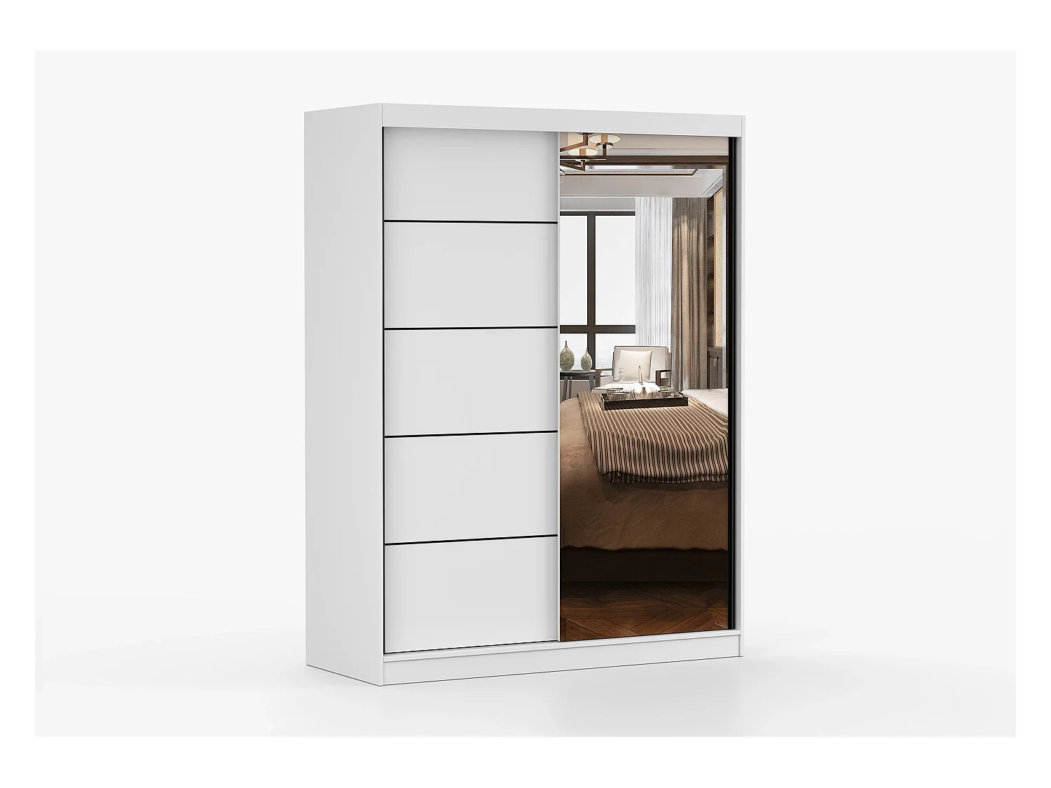 Armoire Enola 150 cm avec miroir - Blanc