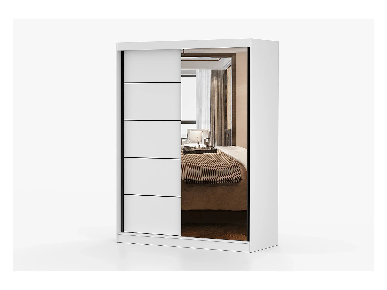 Armoire Enola 150 cm avec miroir - Blanc