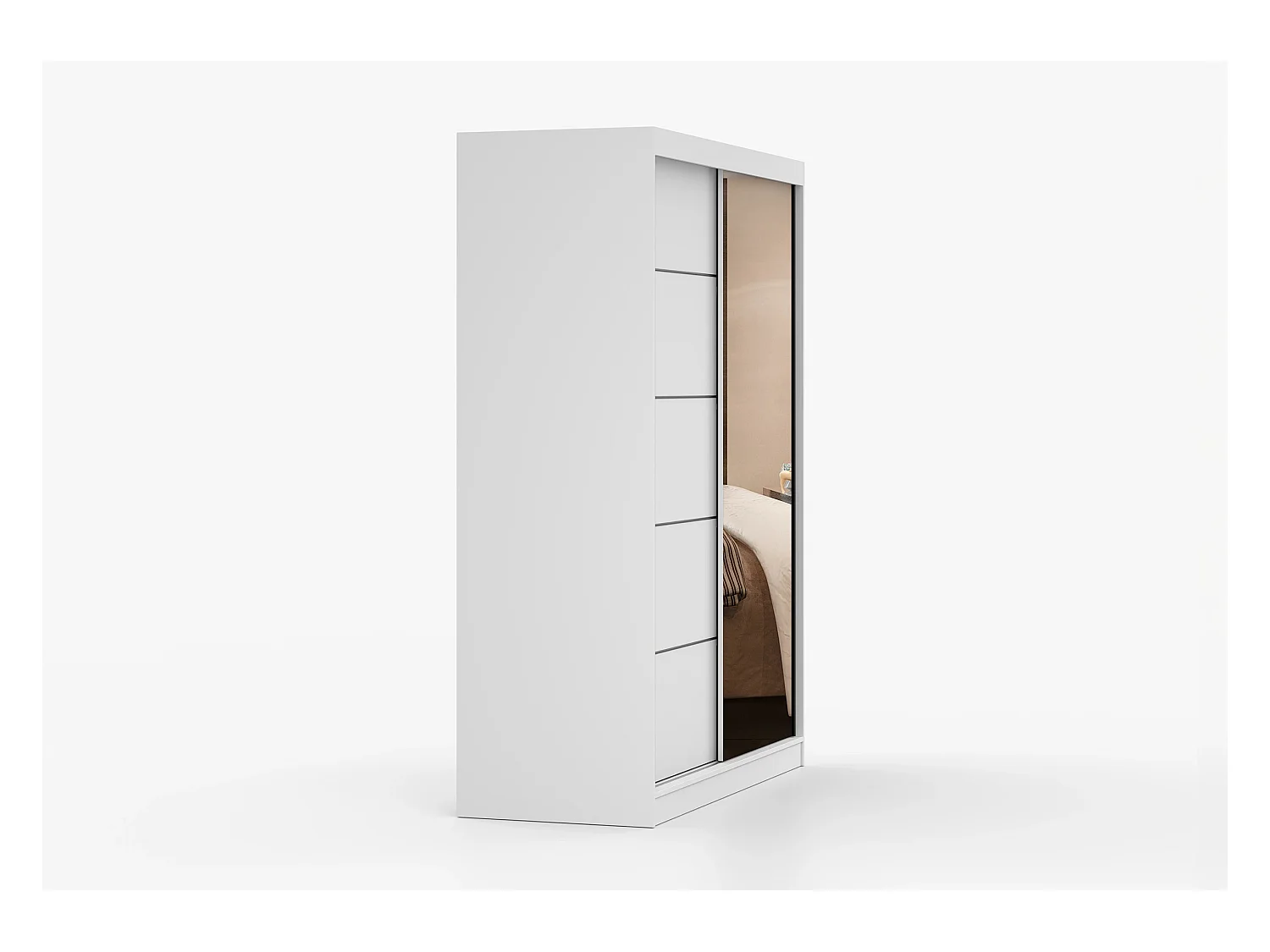 Armoire Enola 150 cm avec miroir - Blanc