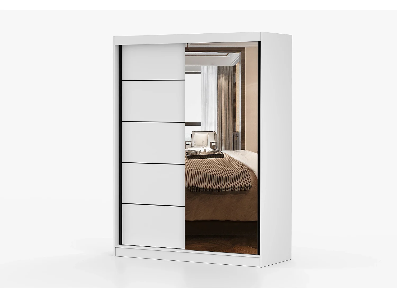 Armoire Enola 150 cm avec miroir - Blanc