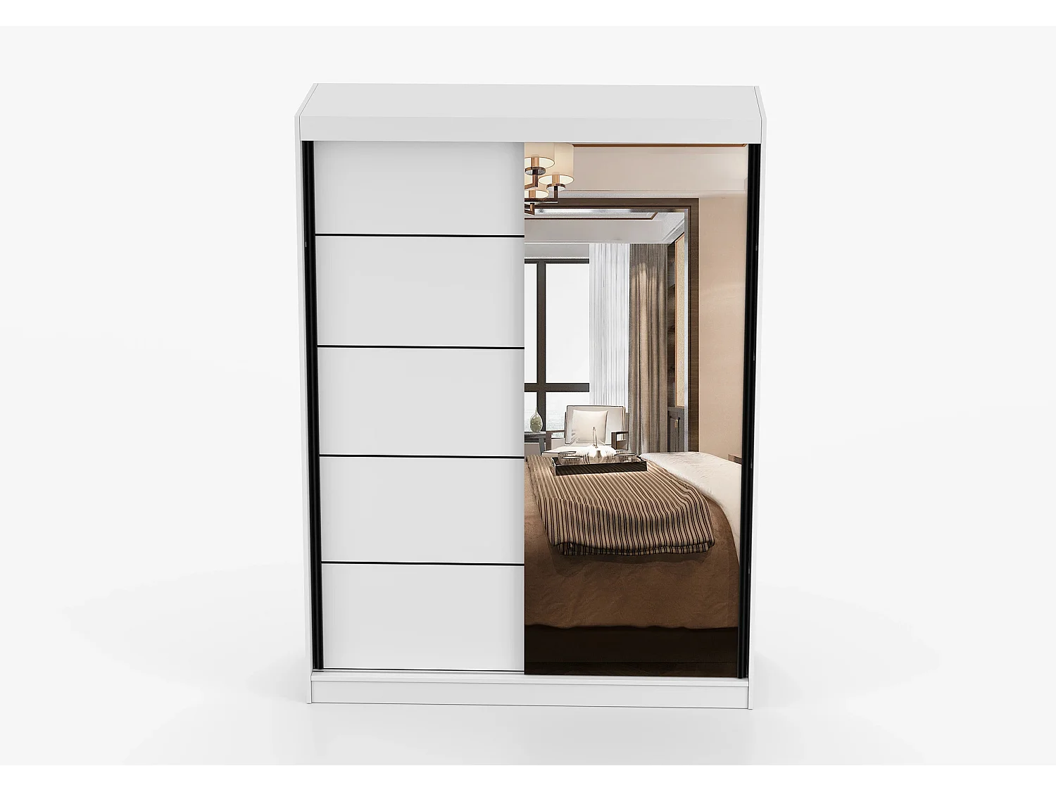 Armoire Enola 150 cm avec miroir - Blanc