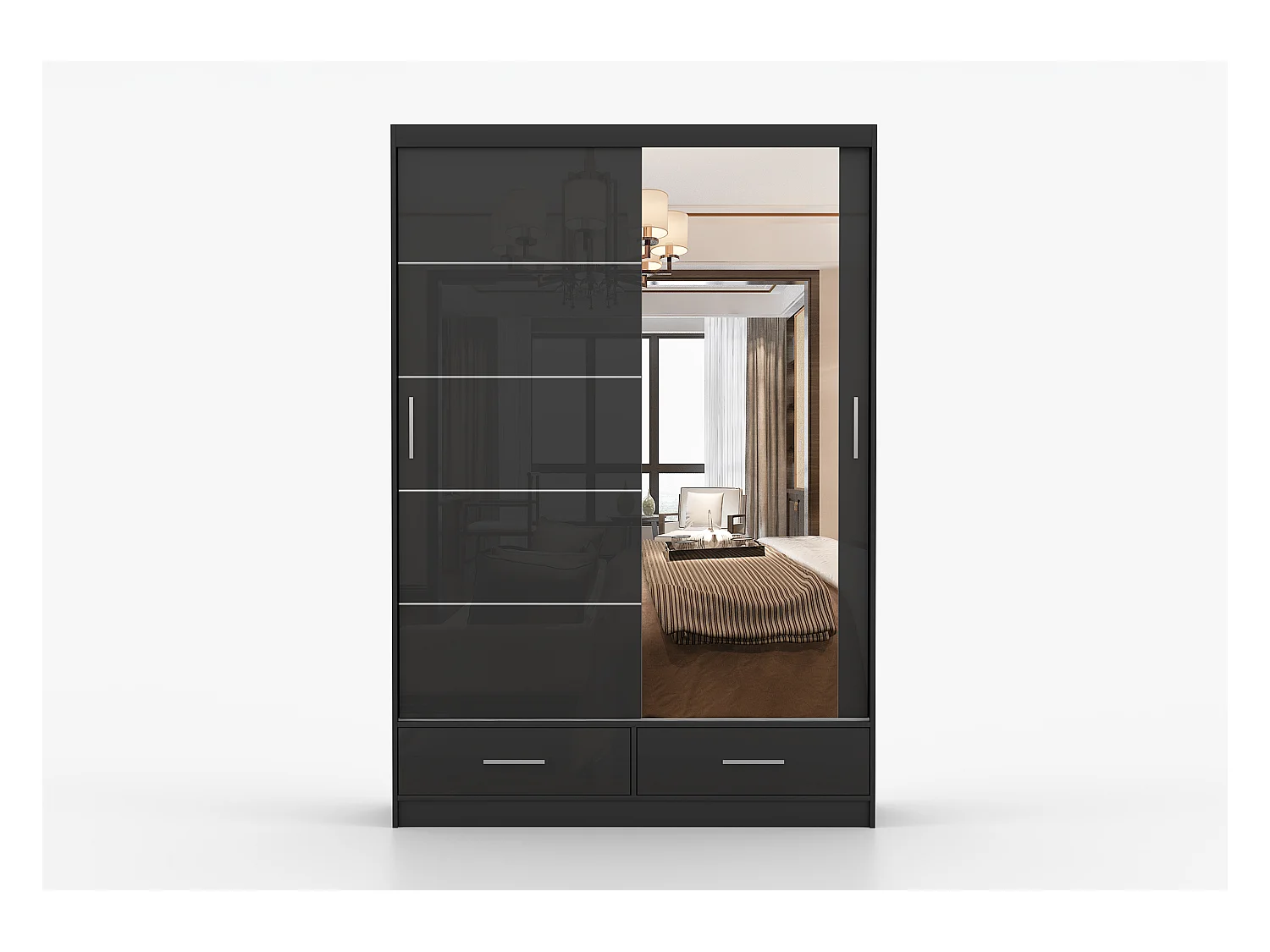 Armoire Saphina 150 cm avec miroir - Noir