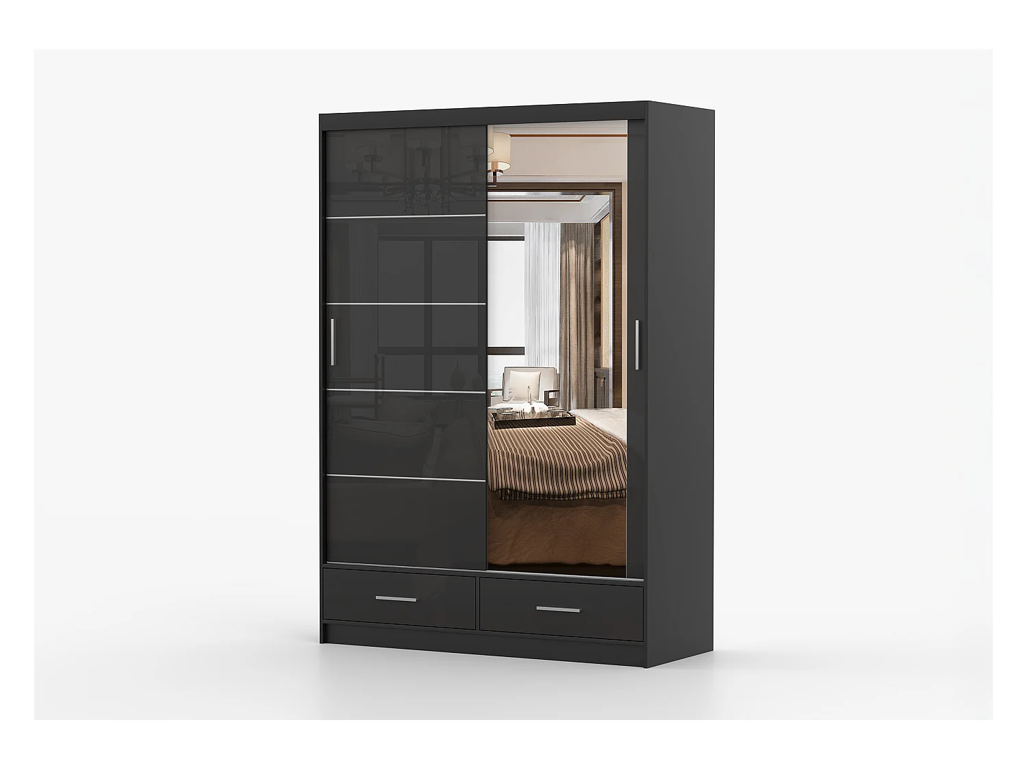 Armoire Saphina 150 cm avec miroir - Noir