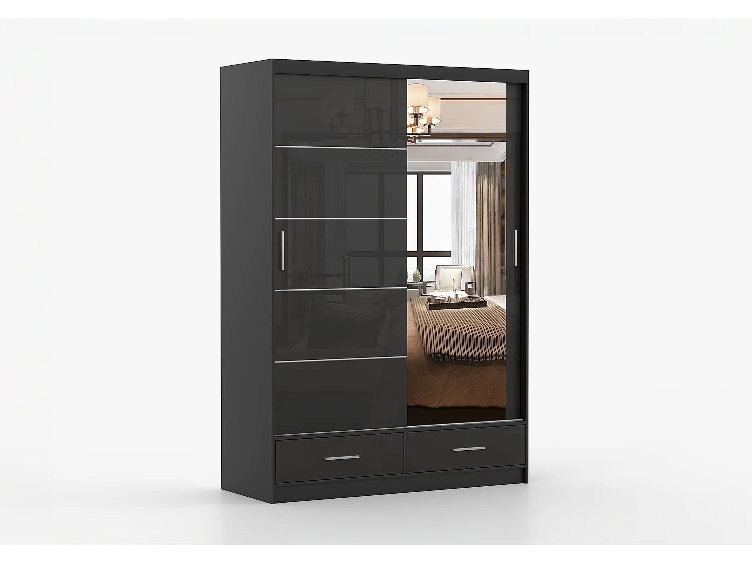 Armoire Saphina 150 cm avec miroir - Noir