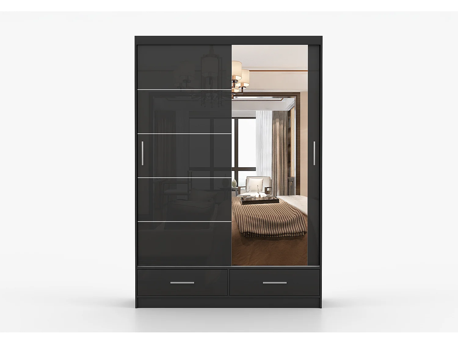 Armoire Saphina 150 cm avec miroir - Noir