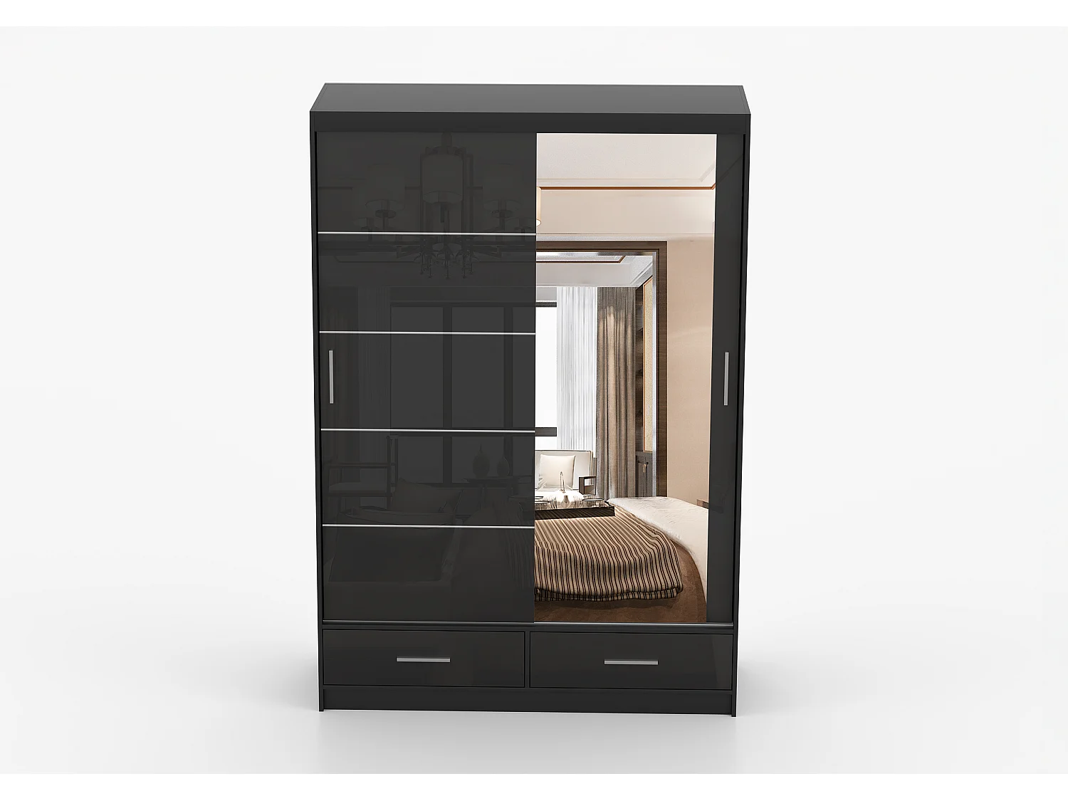 Armoire Saphina 150 cm avec miroir - Noir