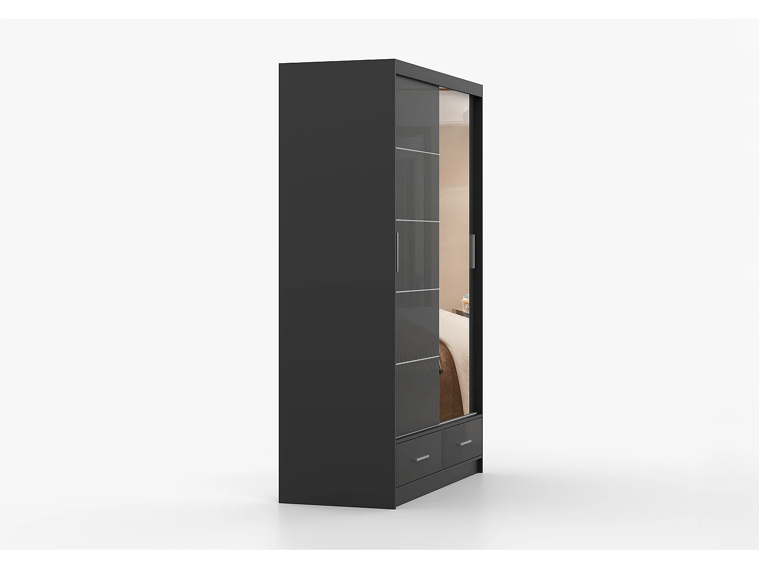 Armoire Saphina 150 cm avec miroir - Noir
