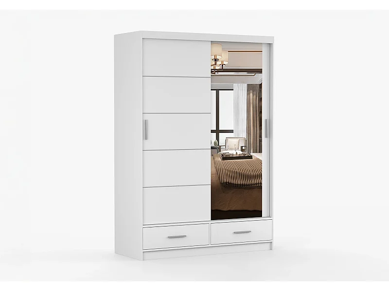 Armoire Silvana 150 cm avec miroir - Blanc