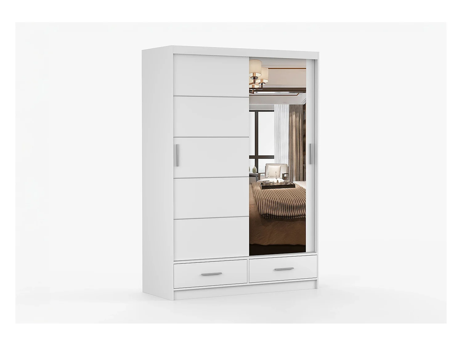 Armoire Silvana 150 cm avec miroir - Blanc